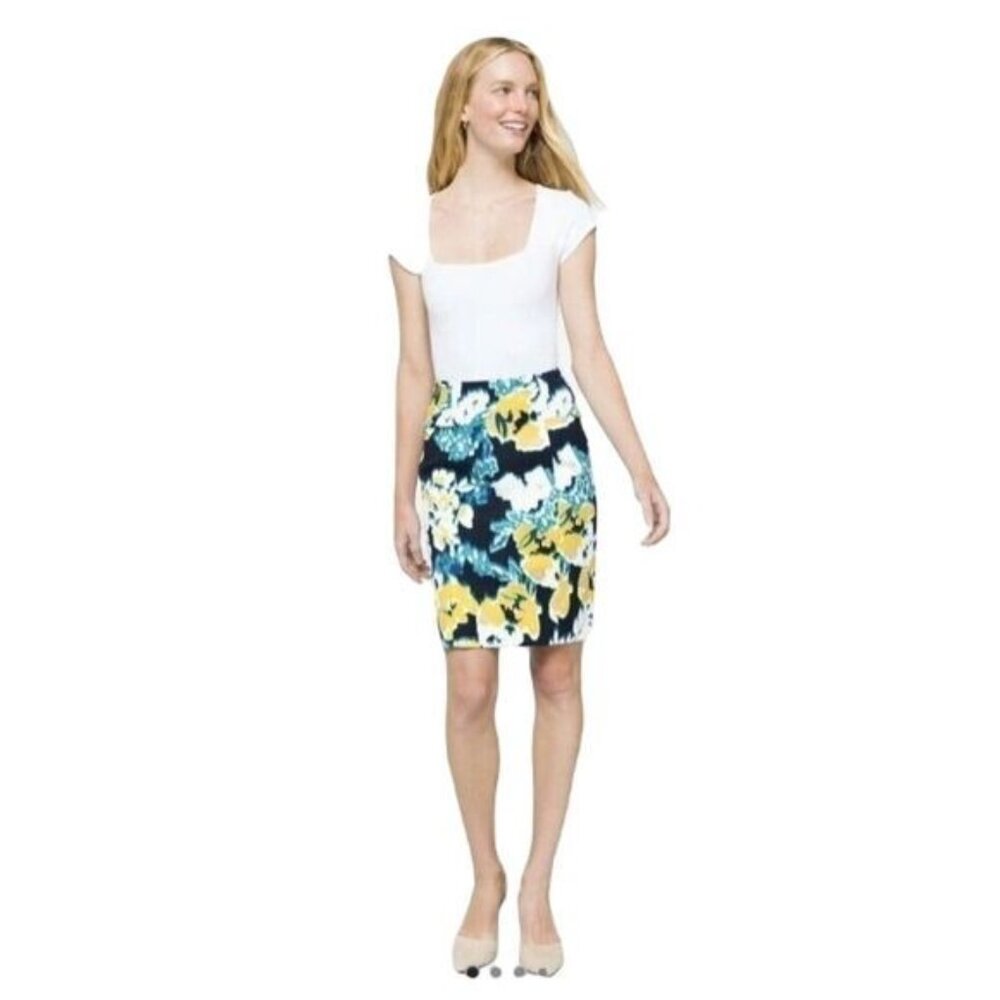 Lysse Charity Pencil Skirt Floral‎ Elastic Waist Large